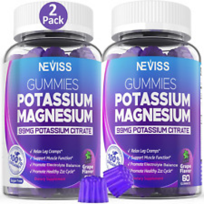 Potassium Magnesium Gummies for Adults Kids, Sugar-Free Potassium Citrate 99mg