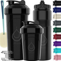 3-Pack Protein Shaker Bottles & Squeeze Bottle Set, BPA-Free, Dishwasher Safe, V
