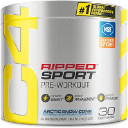 C4 Ripped Sport Pre Workout Powder Arctic Snow Cone - NSF Certified for Sport +
