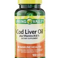Spring Valley Cod Liver Oil plus Vitamins A D3 Immune Health Dietary Supplement