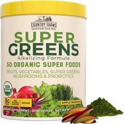 Super Greens Apple Banana Flavor, 50 Organic Super Foods,