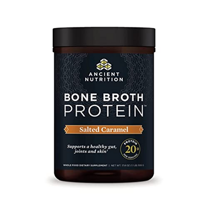 Ancient Nutrition Bone Broth Protein Powder, Salted Caramel, 19g Protein per Serving, Beef, Supports Healthy Skin, Gut Health, Joint Supplement, Gluten Free, Paleo and Keto Friendly, 20 Servings
