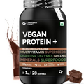 Dylan Plant Protein Powder - Plant Based Pea Protein Powder with Multivitamin, Minerals, Superfoods, Digestive Enzymes - Belgian Chocolate Flavour - 1Kg