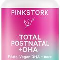 Pink Stork Total Postnatal Vitamins for Women with Vegan DHA, Iron, Folate,...