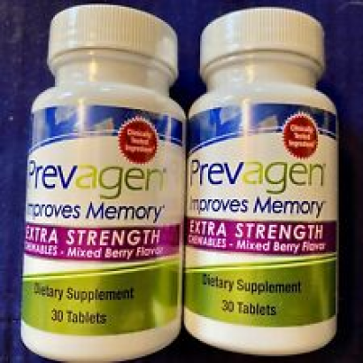 2 Bottles Prevagen Extra Strength Mixed Berry Chewables 20mg, 60 Tablets Total