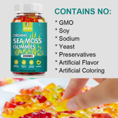 2000mg Organic Sea Moss Gummies - Irish sea Moss,Bladderwrack,Burdock Root
