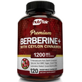 NutriFlair Premium Berberine HCL Pills 1200mg Plus Ceylon Cinnamon, 120 Capsules