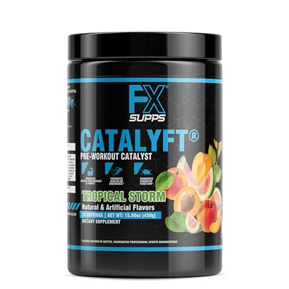 FXSUPPS Catalyft Pre-Workout Powder Drink for Men & Women, Tropical Storm | Mix with Creatine, Caffeine & Beta-Alanine | Best for Energy Pump, Muscle Gain and Focus, 20 Servings (1-Pack)