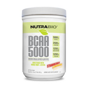 NutraBio BCAA 5000 Powder - Fermented Branched Chain Amino Acids for Muscle Growth & Recovery - Natural Flavors, Sweeteners, and Coloring, Vegan, Gluten Free - Strawberry Lemonade, 60 Servings