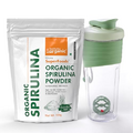 HealthyHey Organic Spirulina Powder Micro Superfood, Rich in Protein, Vitamins & Minerals - 100 g + AndMe Protein Shaker Bottle Green (700ml) - Gym Shaker for Men and Women workout