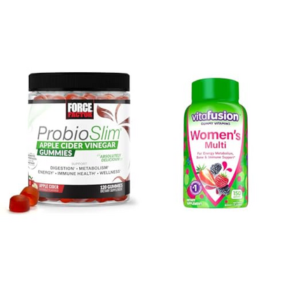 Force Factor ProbioSlim Apple Cider Vinegar Gummies with Organic & Vitafusion Womens Multivitamin Gummies, Berry Flavored Daily Vitamins for Women with Vitamins A, C