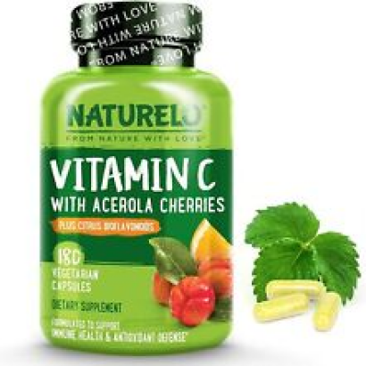 NATURELO Vitamin C with Organic Acerola Cherry Extract 180 Count (Pack of 1)
