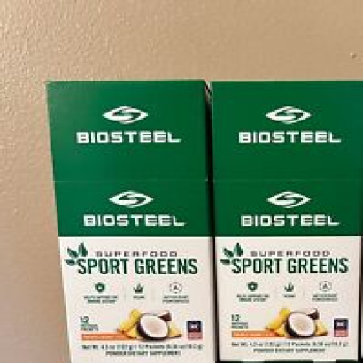 Lot of 2 Biosteel Superfood Sport Greens Packets 12 Packets Pineapple Coconut