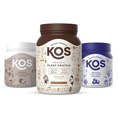KOS Tropical Paradise Bundle (Plant-Based Chocolate Protein + Organic Acai Powder + Organic Coconut Milk Powder)