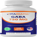 Vitamatic GABA (Gamma Aminobutyric Acid) 750mg, 240 Vegetable Capsules