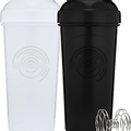 [2 Pack] 28-Ounce Shaker Bottle (White, Black) | Protein Shaker Cup 2-Pack with