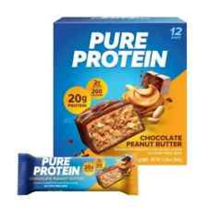 Pure Protein Bars, Chocolate Peanut Butter, 20g Protein, Gluten Free, 1.76 oz.