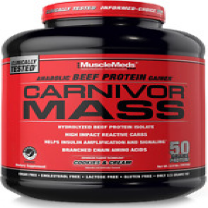 Musclemeds Carnivor Mass Gainer Beef Protein Isolate Shake, 50 Grams Protein, 1
