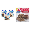 Atkins Dark Chocolate Royale Protein Shake, 15g Protein, 12 Count & Double Fudge Brownie Protein Meal Bar, 15g Protein, Keto Friendly