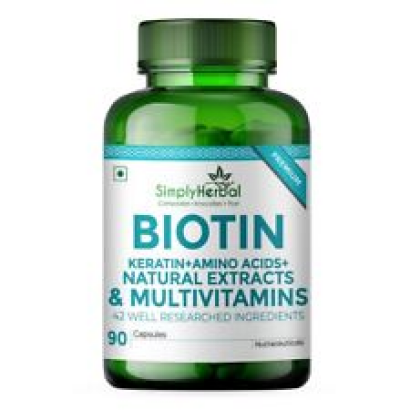 Simply Herbal Premium Biotin 10,000 MCG + Keratin + Amino Acids, Natural Extract