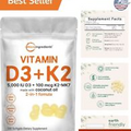 Natural Vitamin D3 K2 Complex with Coconut Oil Softgels - Bone & Immune Support