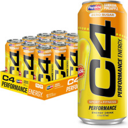 C4 Energy Drink X Hawaiian Pineapple Popsicle, Carbonated Sugar Free Pre Workout