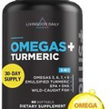 Livingood Daily Omega 3 6 7 9 Plus Turmeric Curcumin 60 Softgels