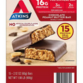 Atkins Chocolate Peanut Butter Meal Bars, High Fiber, 16g of Protein (15 ct.)