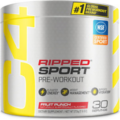 C4 Ripped Sport Pre Workout Powder Fruit Punch - NSF Certified for Sport + Sugar