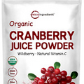 Organic Cranberry Juice Powder Cold-Pressed Wild Cranberries 8 Oz Vegan