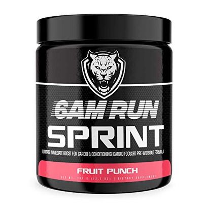 6AM Run Sprint - Pre Workout Powder for Instant Energy Boost for Cardio and Focus - No Jitters, High Energy Conditioning Formula - All Natural, Keto, Vegan (Fruit Punch, Full Bottle)