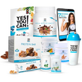 Yes You Can! 7 Pounds in 7 Days- Meal Replacement & Dietary Supplement Chocolate Powder with Shaker & Nutrition Guide, Pills + Sugarcane Fiber Shake Booster + Protein Bar Gluten Free
