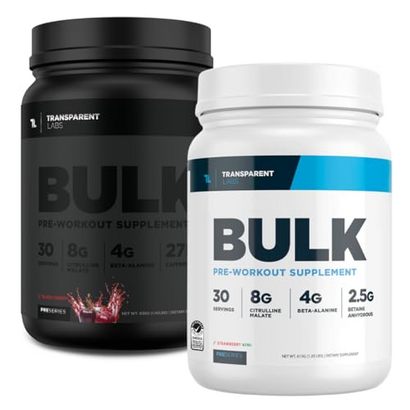 Transparent Labs Bulk Pre Workout Powder for Muscle Building and Strength - 30 Servings, Strawberry Kiwi & Bulk Black Pre Workout with Beta Alanine & Caffeine Power - 30 Servings, Black Cherry