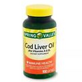 Spring Valley Cod Liver Oil Plus Vitamin A & D3 Softgels, 100 Count EXP:08/2025