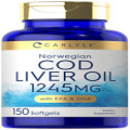 Norwegian Cod Liver Oil with EPA & DHA | 1245mg | 150 Softgels | by Carlyle