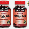 Qt~2 Kirkland Signature Krill Oil 500mg (Omega-3 & Astaxanthin), 320 Softgels