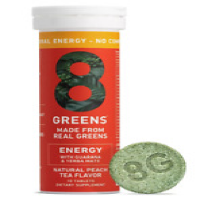 New 8Greens Energy Peach Tea Flavor 10 Tablets-Exp 12/24-Super Greens