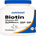 Nutricost Biotin (Vitamin B7) 10,000mcg, 240 Capsules, Quick Release, Non-GMO