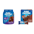 Pure Protein Chocolate Whey Protein Powder 1.75lb & Chocolate Deluxe Protein Bars 12 Count