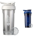 BlenderBottle 28-Ounce Strada Shaker Cups for Protein Shakes, Pre Workout, White and Blue
