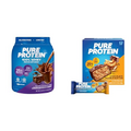 Pure Protein Whey Protein Powder 25g Protein 1.75lb + Protein Bars 20g Protein 12 Count Chocolate Peanut Butter