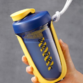 wolpin Shaker Bottle for Protein Shake Compact Size Gym Bottles BPA Free Leakproof, 600 ml Blue Yellow