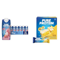 Pure Protein Strawberry Protein Shake, 30g Protein, 12 Pack and Pure Protein Lemon Cake Bars, 20g Protein, 12 Count