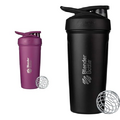 BlenderBottle 24-Ounce Stainless Steel Shaker Cups with Wire Whisk, Plum and Black