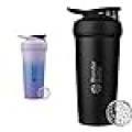 BlenderBottle Strada 25-Ounce Lavender & 24-Ounce Black Insulated Stainless Steel Protein Shaker Bottles with Wire Whisk