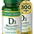 Nature’s Bounty Vitamin D3 Immune & bones support 50 mcg 2000 IU 150 softgels