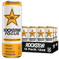 Rockstar Focus Zero Sugar Energy Drink, Orange Pineapple Flavor, Lion’s Mane