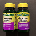 (2) New Bottles Spring Valley Chromium 1000 Mcg Tablets Dietary Supplement