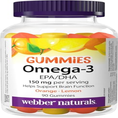 Webber Naturals Omega-3 EPA/DHA Orange · Cherry · Lemon 90 Gummies