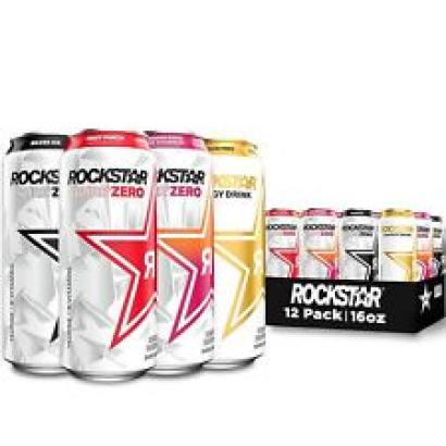 (12 Pack) Rockstar Pure Zero Energy Drink with Taurine, 4 Flavor Variety, 16 Oz